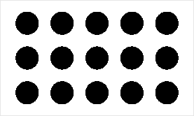 Graphic representation of a area symbol. Circles with a radius of 1.50 mm, arranged in a regular grid with 4.50 mm spacing between grid nodes.