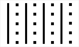 Graphic representation of a area symbol. Alternating solid and dashed lines spaced at 2.00 mm intervals. The solid line has a width of 0.60 mm; the dashed line consists of 0.90 mm squares separated by 2.10 mm gaps.