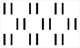 Graphic representation of a area symbol. Double line with a width of 0.60 mm and a length of 3.60 mm, separated by a 1.60 mm gap. Elements spaced 5.20 mm apart horizontally and 1.20 mm vertically; every second row shifted 4.00 mm to the right.