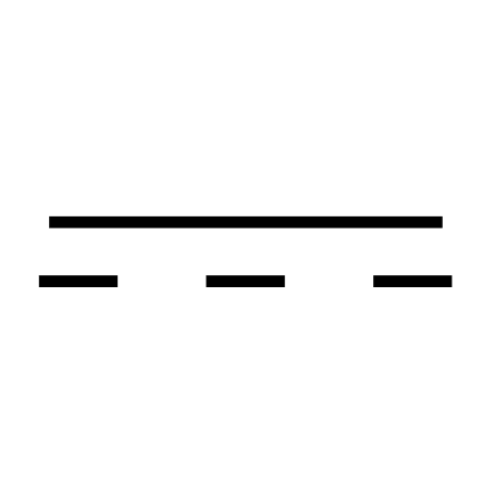 Graphic representation of a line symbol. A double line with a thickness of 0.60 mm, spaced 2.40 mm apart. The inner line consists of rectangles measuring 0.60 mm by 4.00 mm, spaced every 4.00 mm.