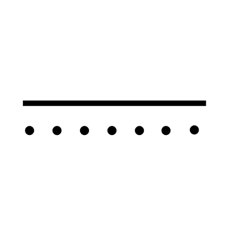 Graphic representation of a line symbol. A double line with a thickness of 0.60 mm, spaced 2.40 mm apart. The inner line consists of circles with a radius of 0.5 mm, repeated every 3.00 mm.