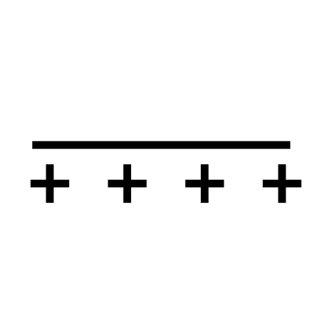 Graphic representation of a line symbol. A double line with a thickness of 0.60 mm, spaced 1.20 mm apart. The inner line consists of crosses with a line thickness of 0.60 mm and an overall size of 3.00 mm, spaced every 3.00 mm.