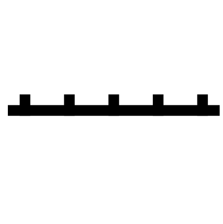 Graphic representation of a line symbol. A line with a thickness of 1.2 mm featuring protruding squares with a side length of 1.2 mm, spaced every 3.8 mm.