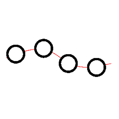 Graphic representation of a line symbol. A circle with a line thickness of 0.50 mm and an outer radius of 2.00 mm, repeated along the path every 6.00 mm.