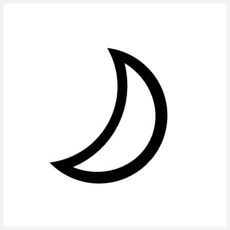Graphic representation of a point symbol. Crescent shape facing left, thickness 0.6 mm