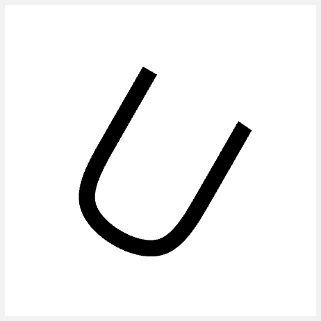 Graphic representation of a point symbol. A 0.6 mm thick U-shaped profile angled at 30°