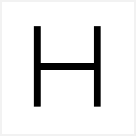 Graphic representation of a point symbol. The letter H, 0.6 mm thick.