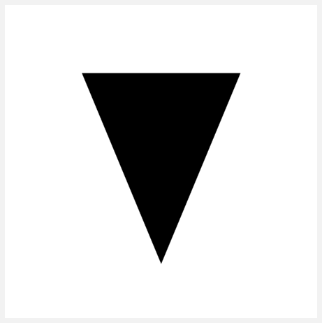 Graphic representation of a point symbol. A filled isosceles triangle with its base at the top of the symbol