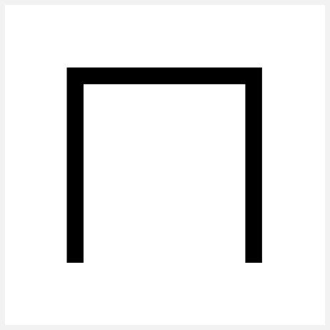 Graphic representation of a point symbol. Three lines, each 0.6 mm thick, connected at right angles.