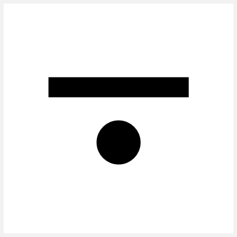 Graphic representation of a point symbol. A symbol consisting of a horizontal line 1 mm thick and a dot with a radius of 1.1 mm located 1.15 mm from the line.
