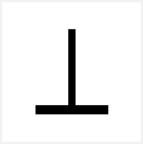 Graphic representation of a point symbol. An inverted letter T, 0.6 mm thick.