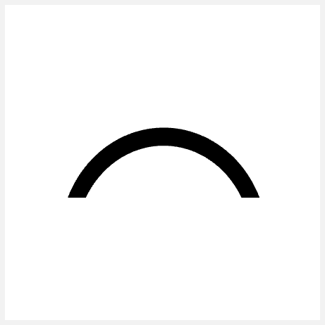 Graphic representation of a point symbol. Gently curved arc, thickness 0.66 mm